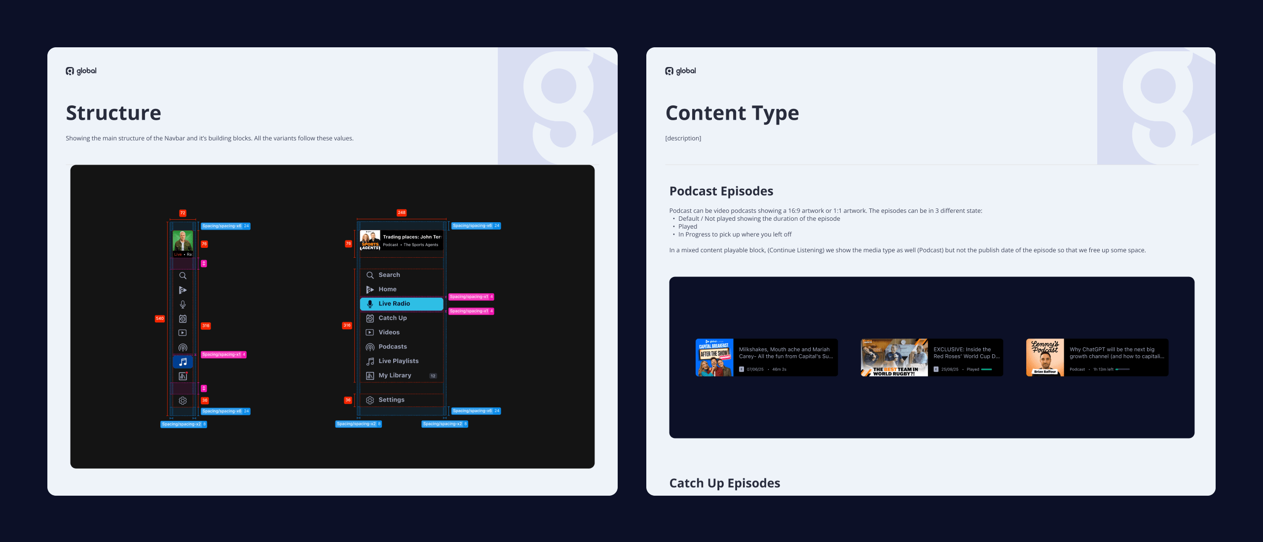 Documentation for the Global Player CTV design system.